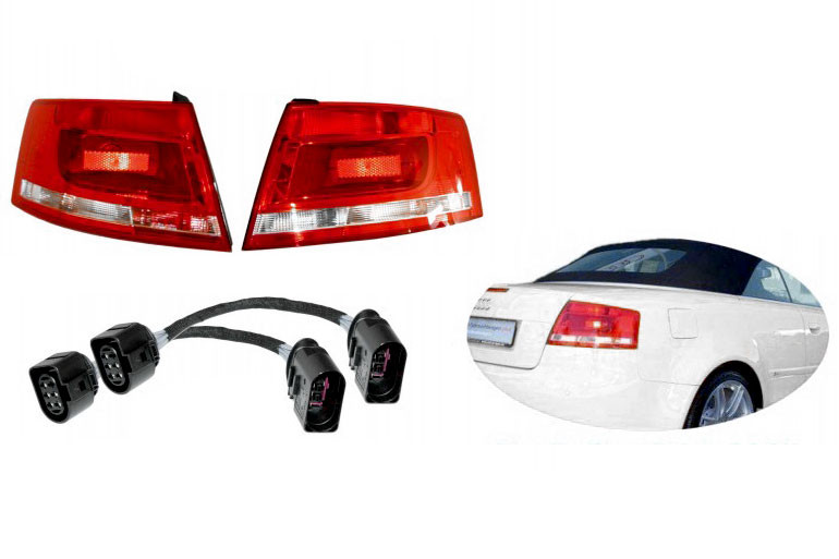 Original Kufatec SET Facelift Rückleuchten LED Adapter für Audi A4 8H Cabrio
