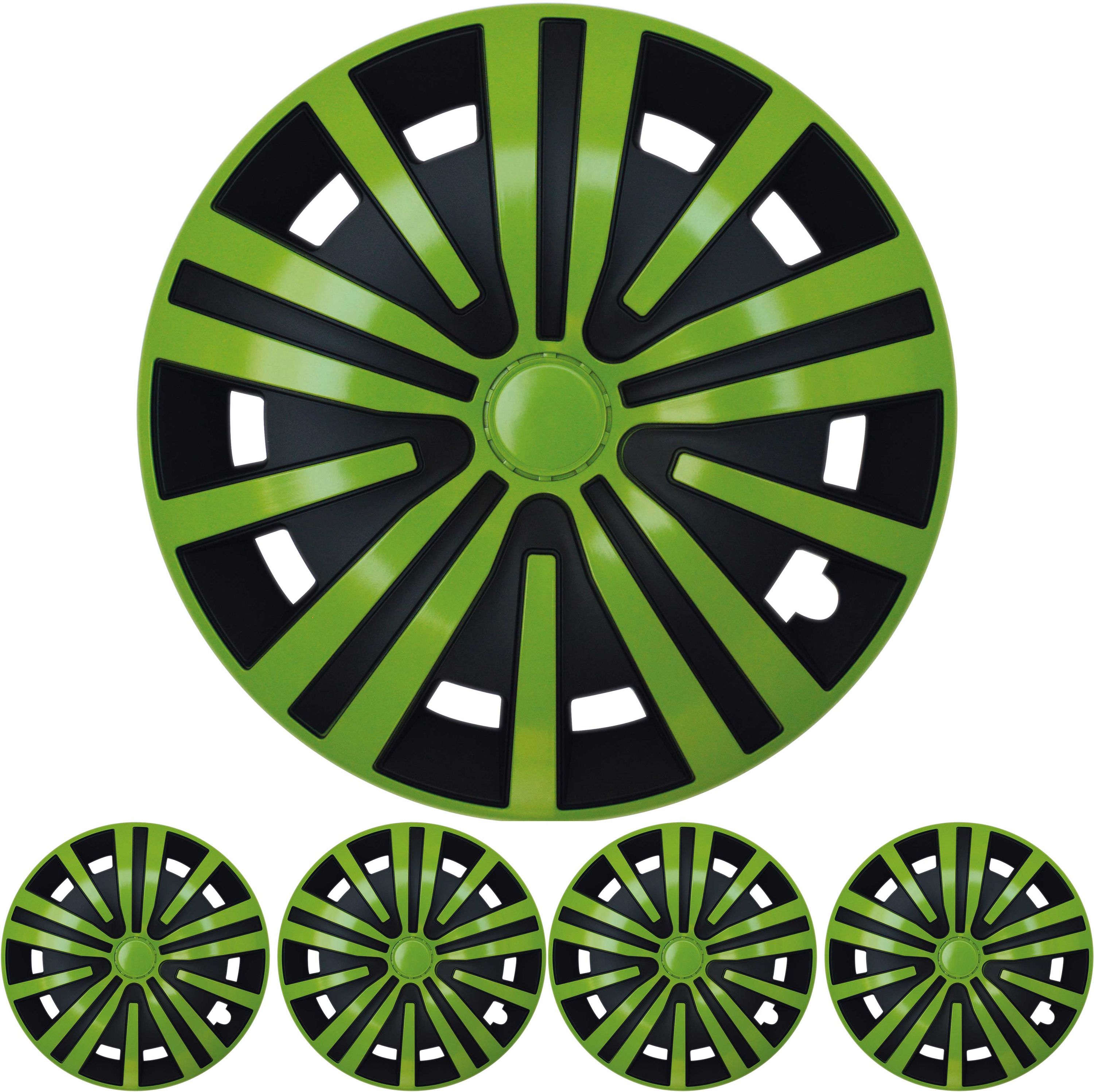 16 ZOLL 4x PREMIUM DESIGN Radkappen Radzierblenden Set Spinel in Grün Schwarz
