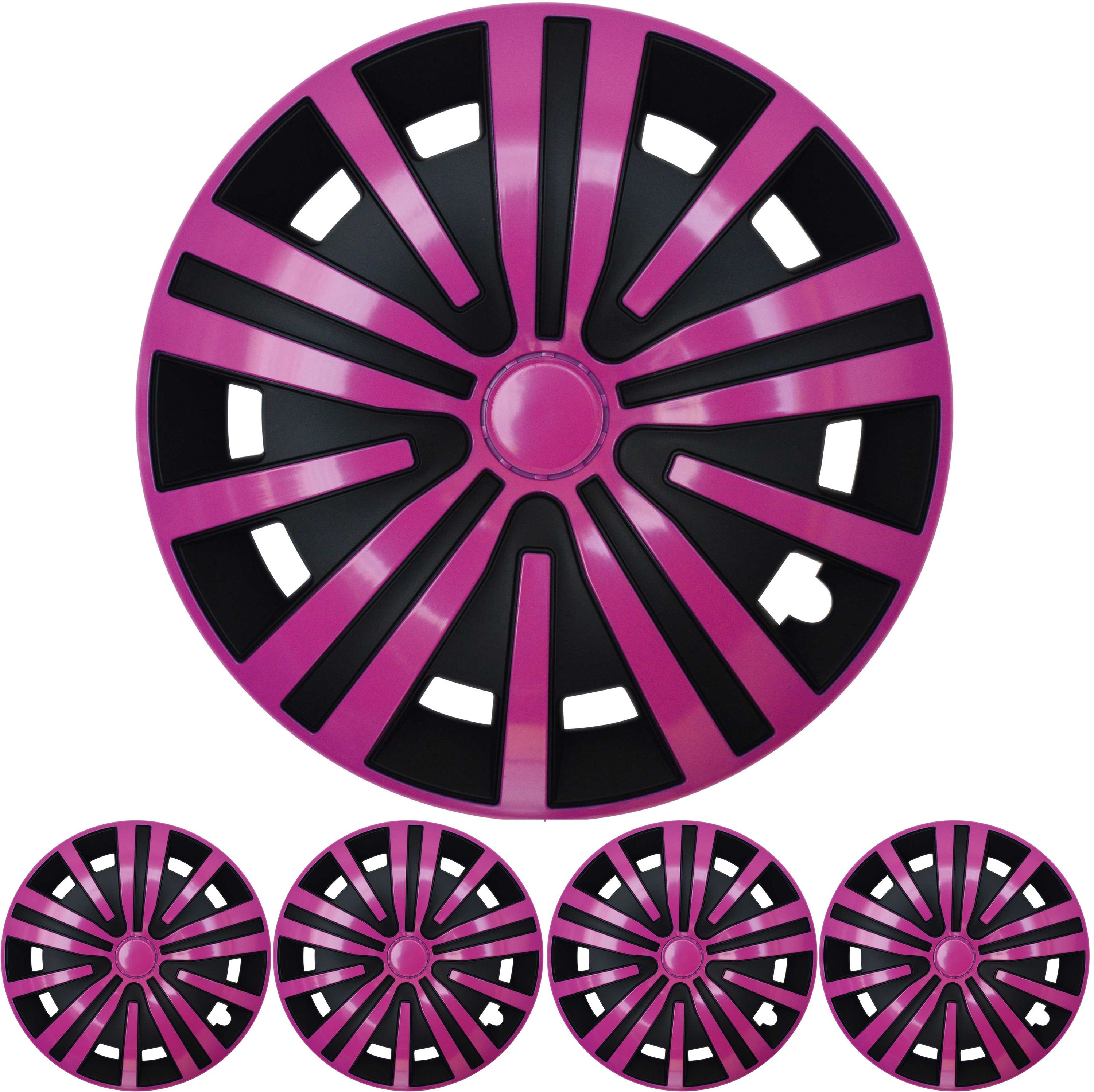 16 ZOLL 4x PREMIUM DESIGN Radkappen Radzierblenden Set Spinel in Pink Schwarz