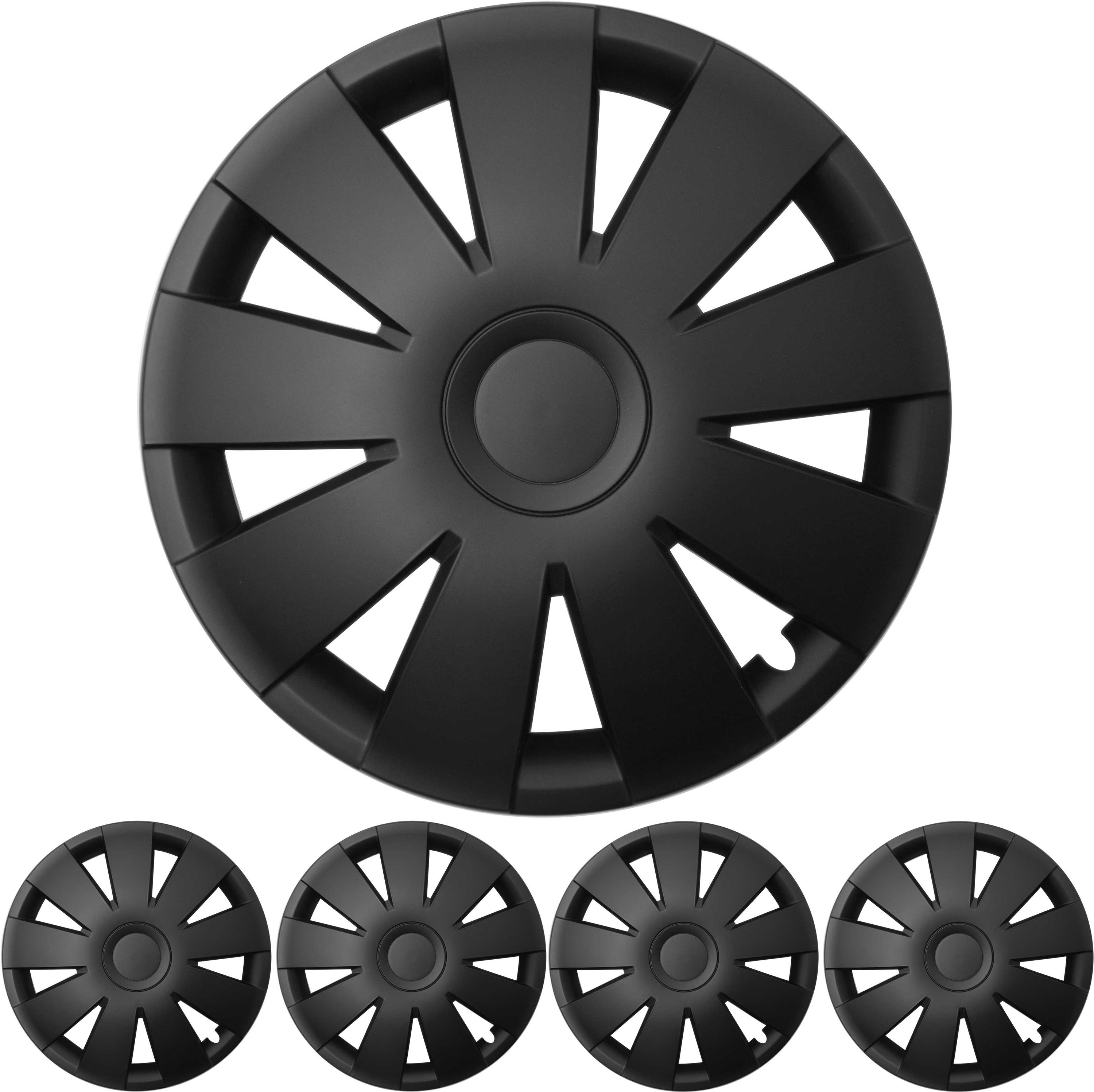 4x PREMIUM DESIGN Radkappen Radzierblenden 15 ZOLL 'Nefryt' in Schwarz