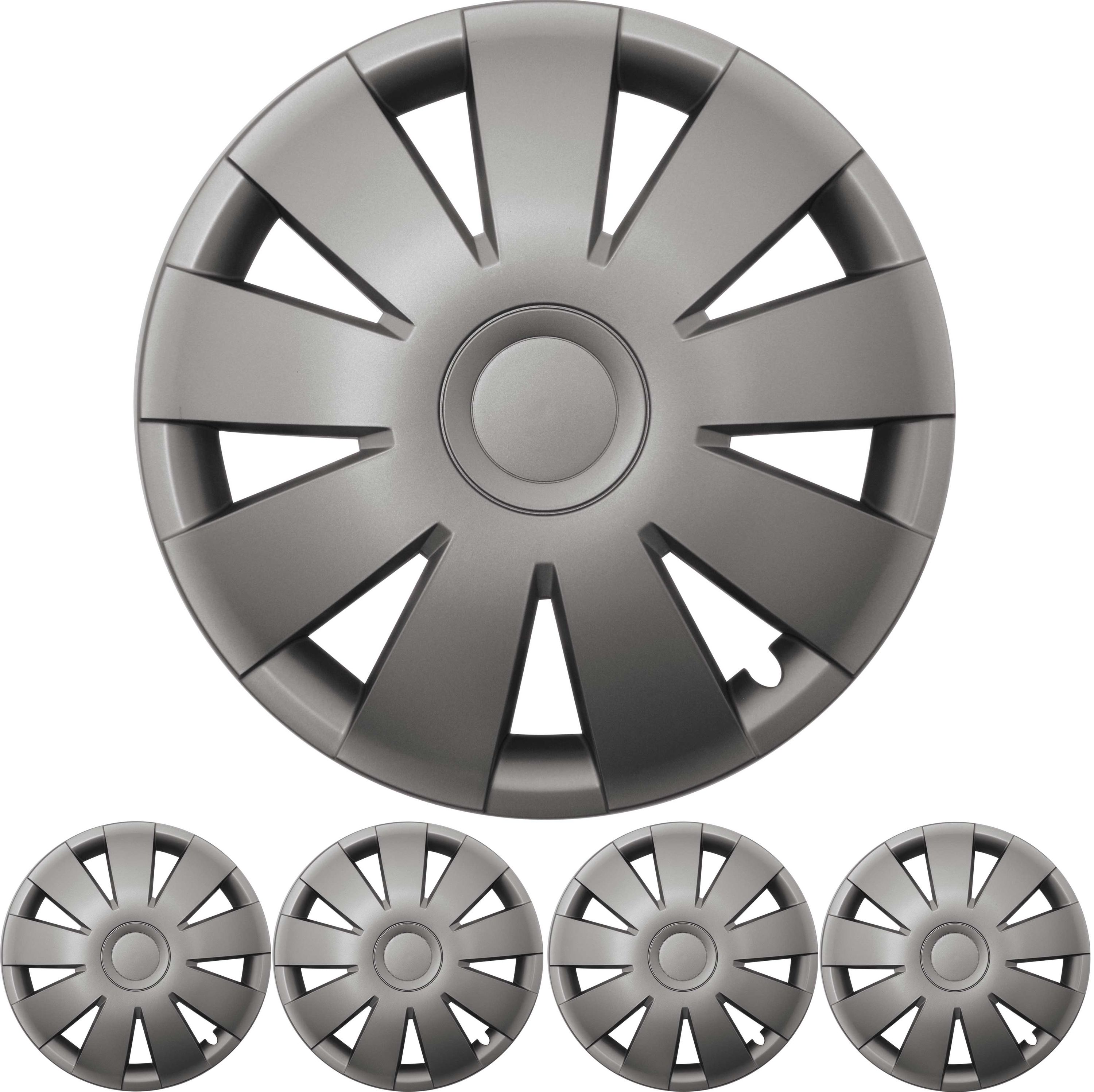 4x PREMIUM DESIGN Radkappen Radzierblenden 15 ZOLL 'Nefryt' in Grau Anthrazit