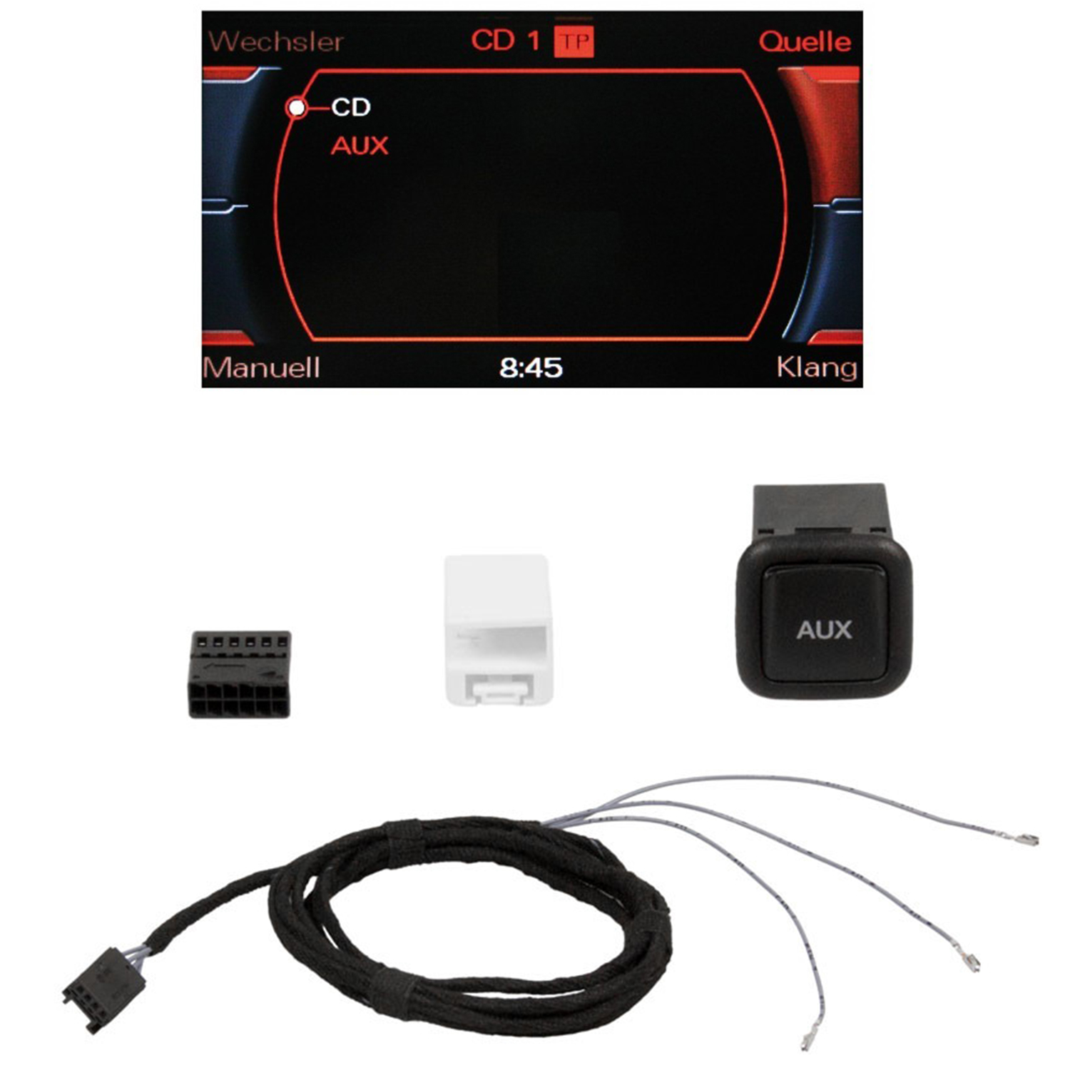 Original Kufatec AUX IN Set Radio Concert / Symphony für Audi A4 B8 A5 8T Q5 8R