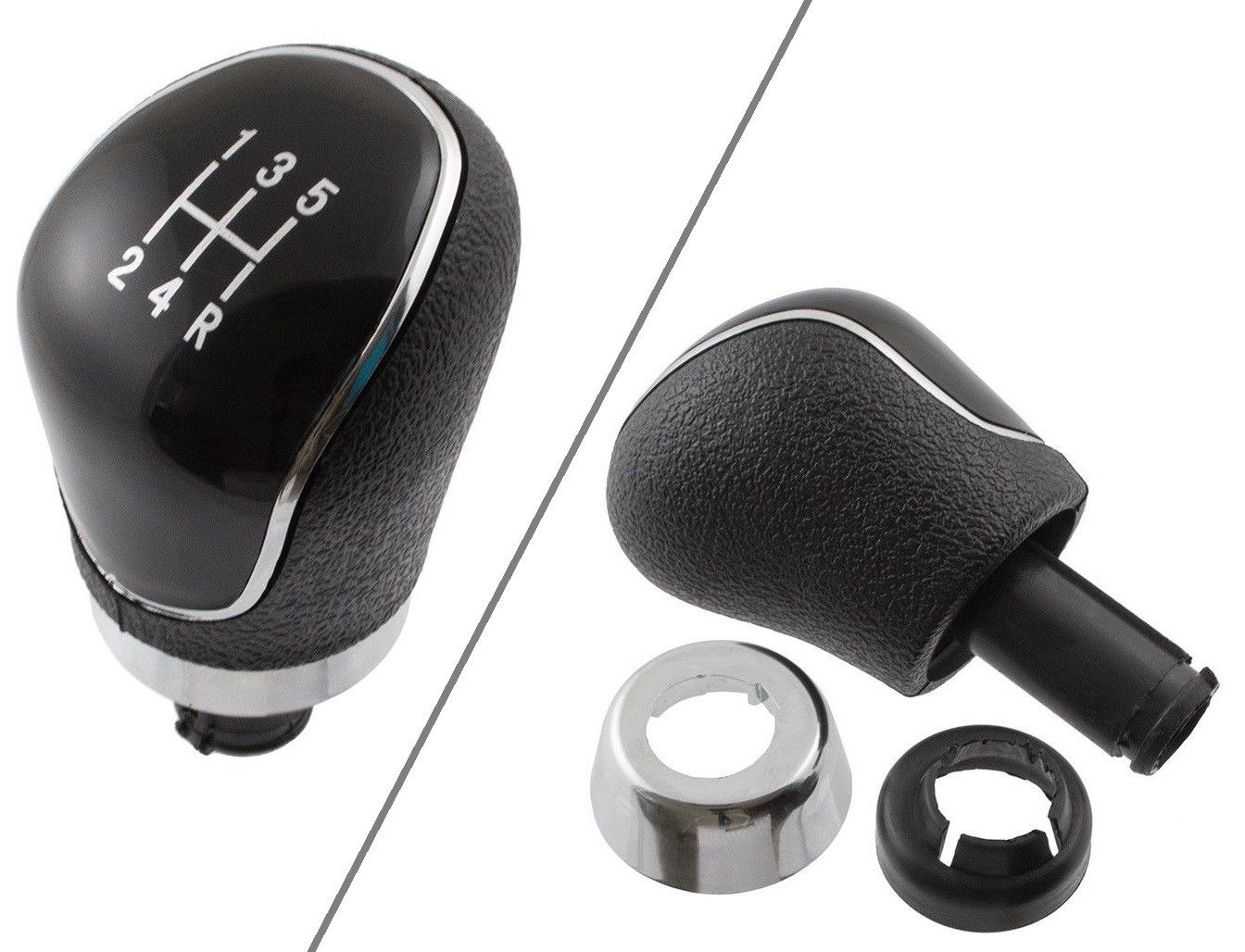 Schaltknauf Knauf Schwarz Chrom 5-Gang für Ford Fiesta VII Focus II III C-Max