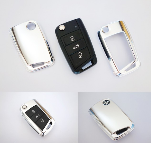 Key Cover Gehäuse in Chrom Klapp Schlüssel Fernbedienung für VW Golf 7 VII