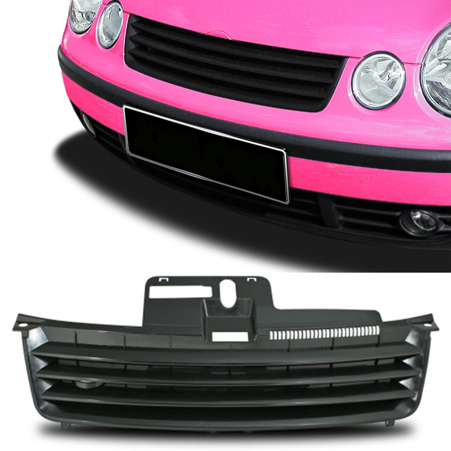 Kühlergrill Sportgrill Schwarz ohne Emblem für VW Polo 9N ab 2001-2005