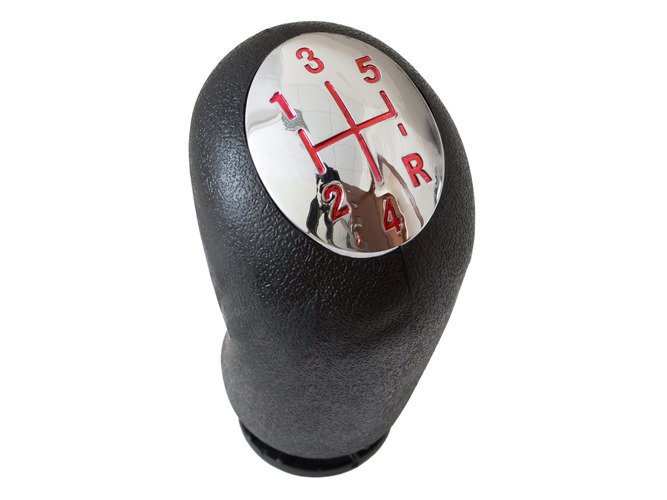 Schaltknauf Schwarz Chrom Rot 5-Gang für Renault Clio III Megane II Scenic II