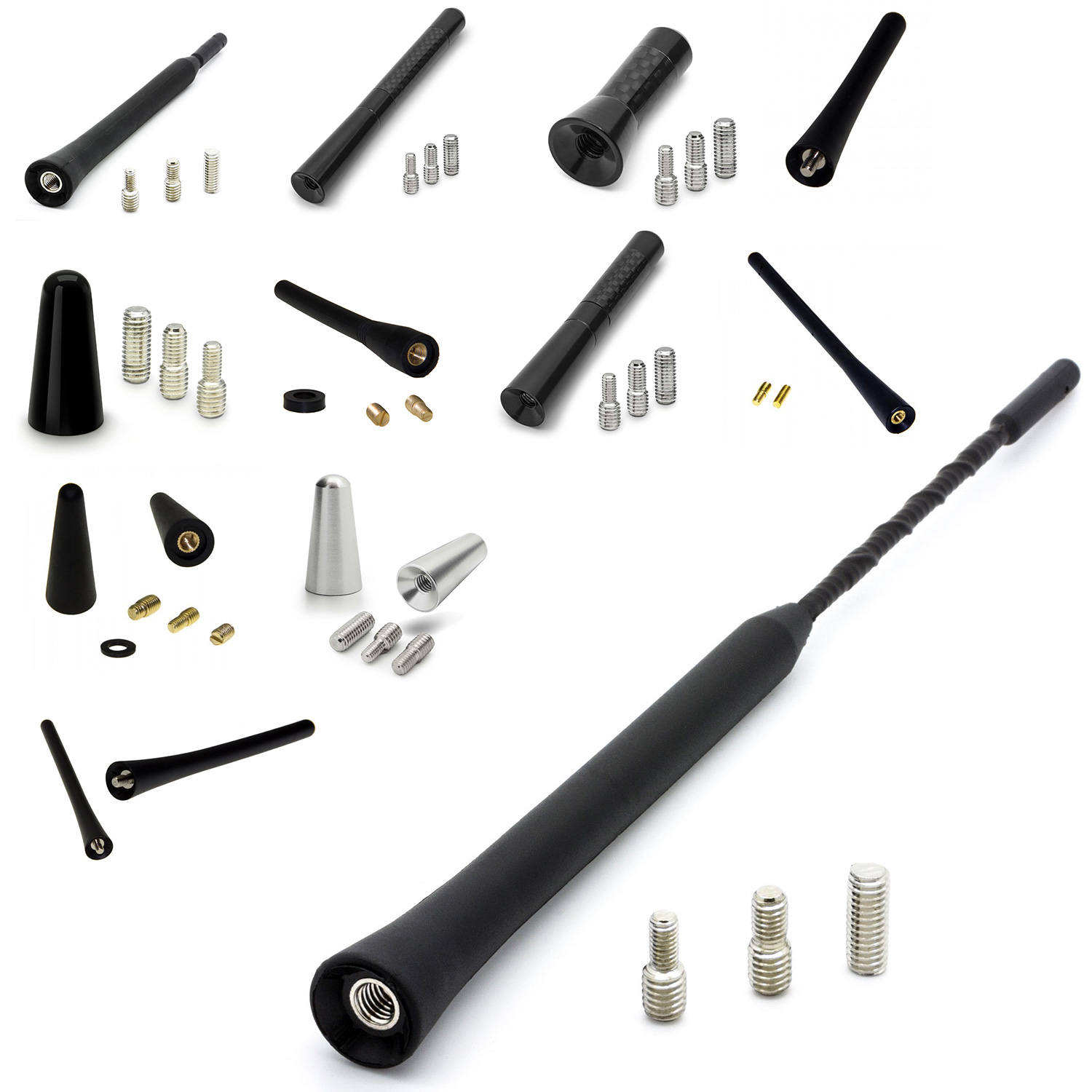 Premium Kurzstab Stab Antenne Auto Schwarz Carbon Alu Mini für viele Fahrzeuge