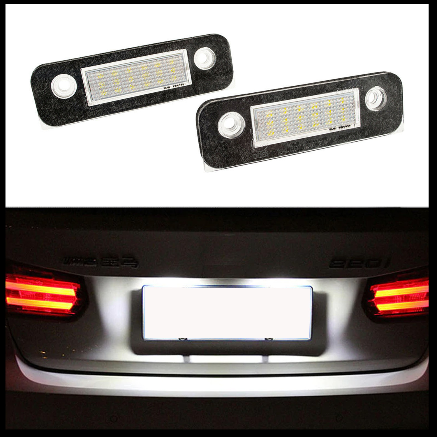 2x 18 LED PREMIUM Kennzeichenbeleuchtung für Ford Fiesta V MK6 Fusion Mondeo II