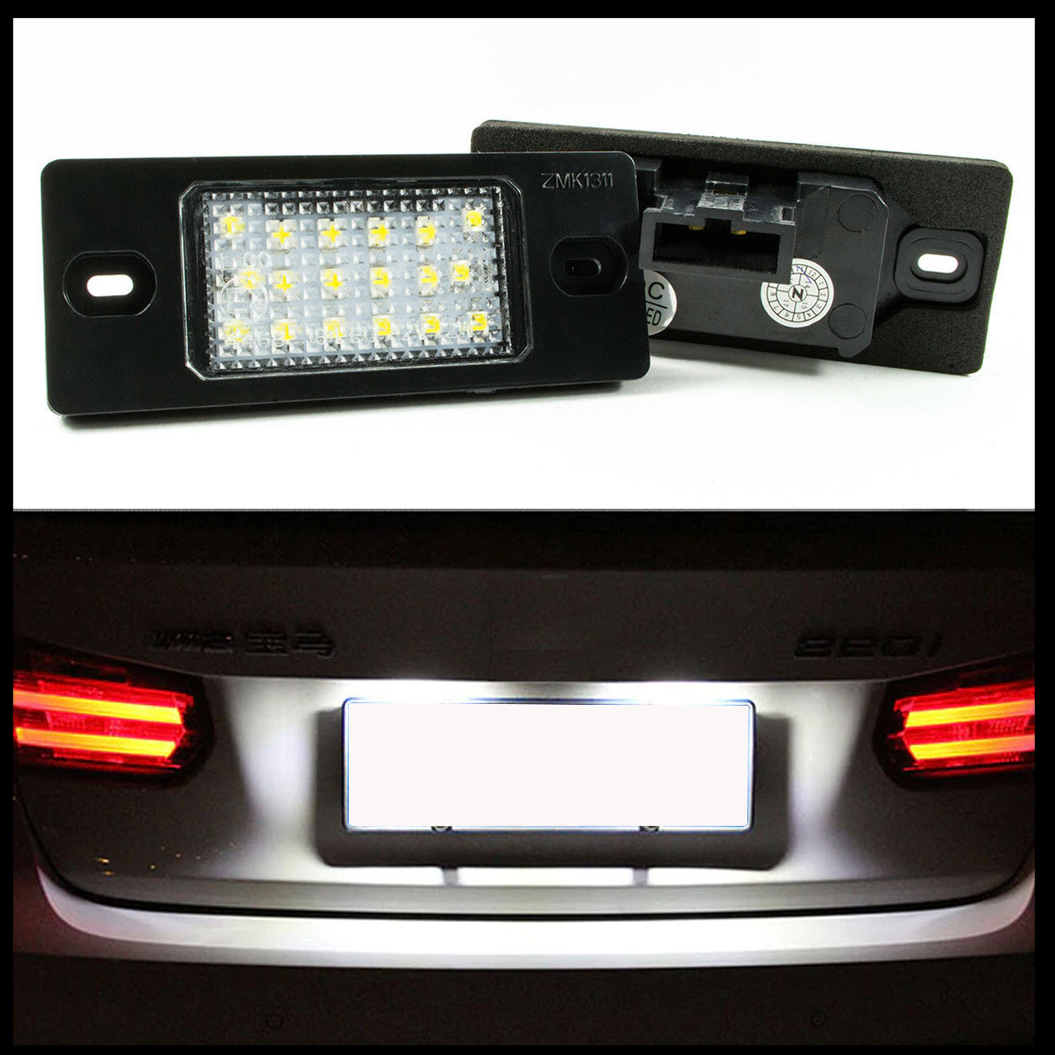 2x LED PREMIUM Kennzeichenbeleuchtung für VW Tiguan 5N 2007- / Touareg 7L 2002-