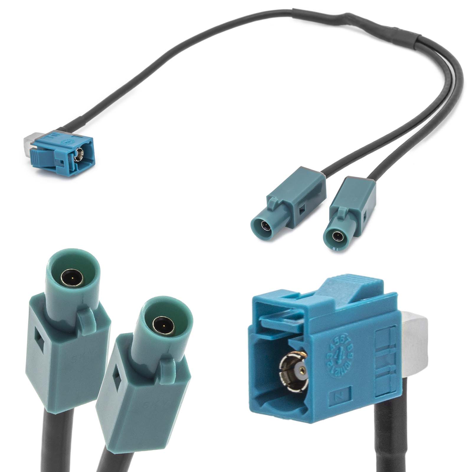 Radio Y-Antennen Adapter FAKRA (Z) Buchse Doppel Stecker Kabel für VW Audi Seat