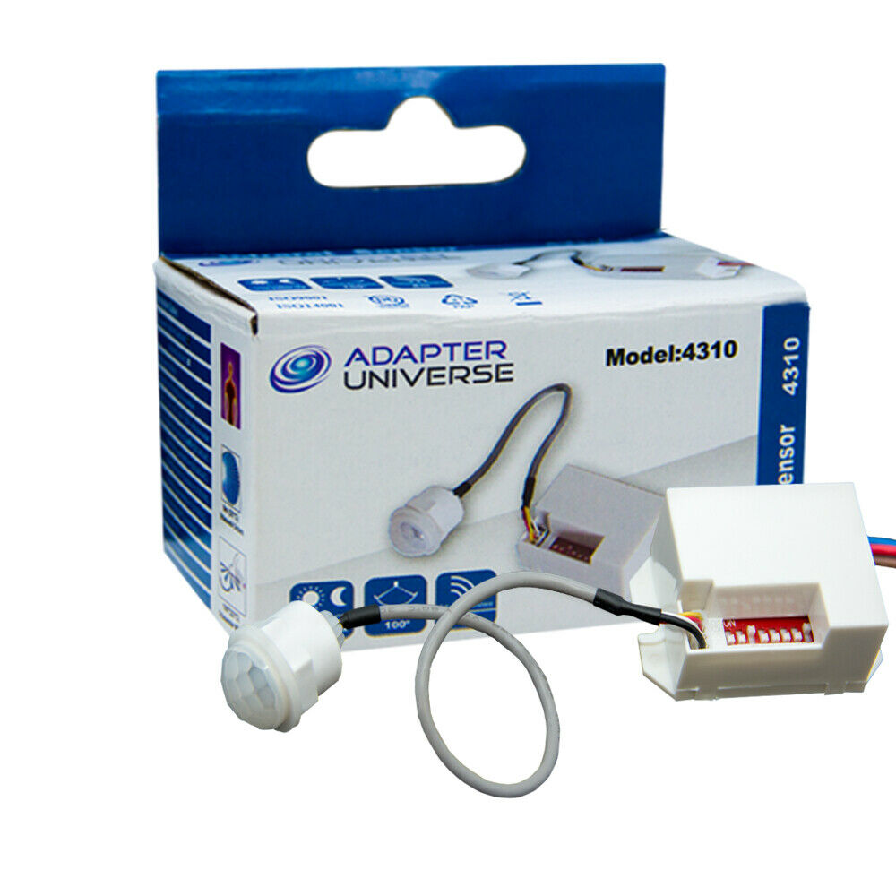 Mini Einbau Bewegungs melder PIR 230V UP Infrarot 800W LED 360° Sensor Detector