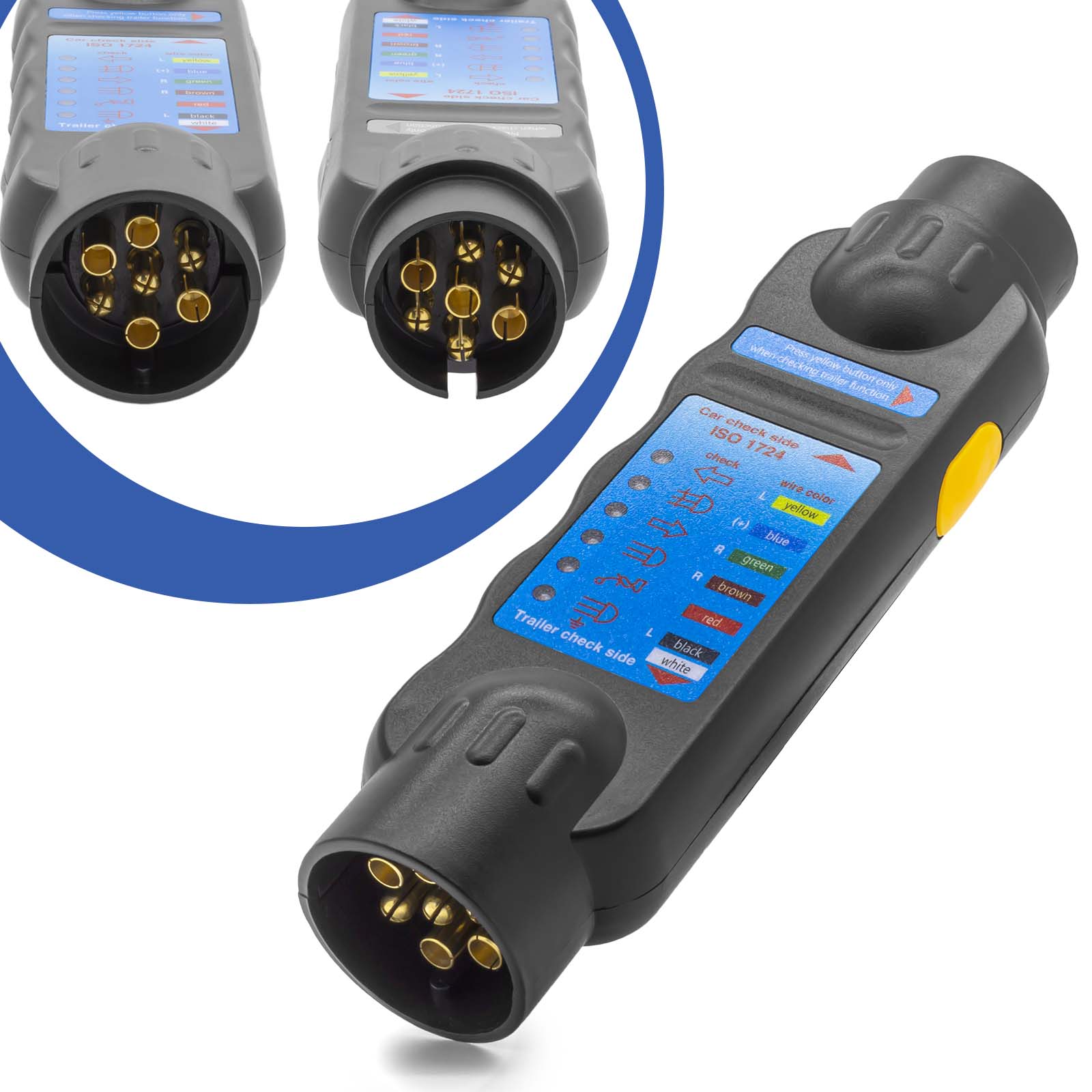 KFZ DIN Prüf Gerät Anhänger / Wohnwagen Licht Beleuchtung Tester 7 Polig Trailer