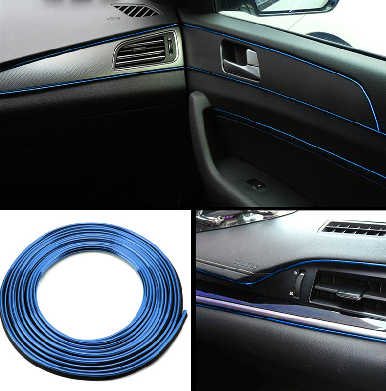 5m Rolle Auto Innenraum Dekorleisten Zierleisten Leisten in Metallic Blau
