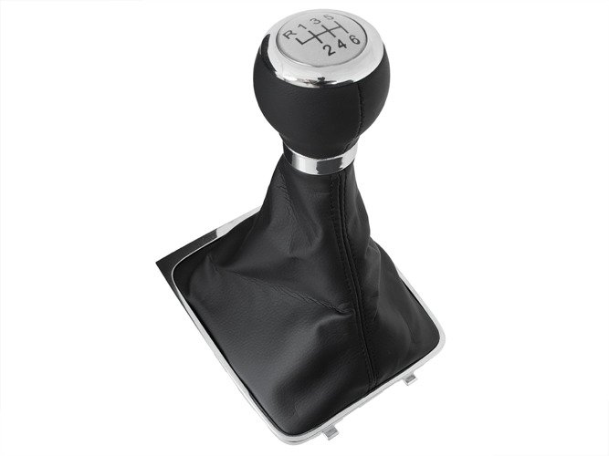 Schaltknauf Schaltmanschette Schwarz Silber 6-Gang für VW Passat 3C B6