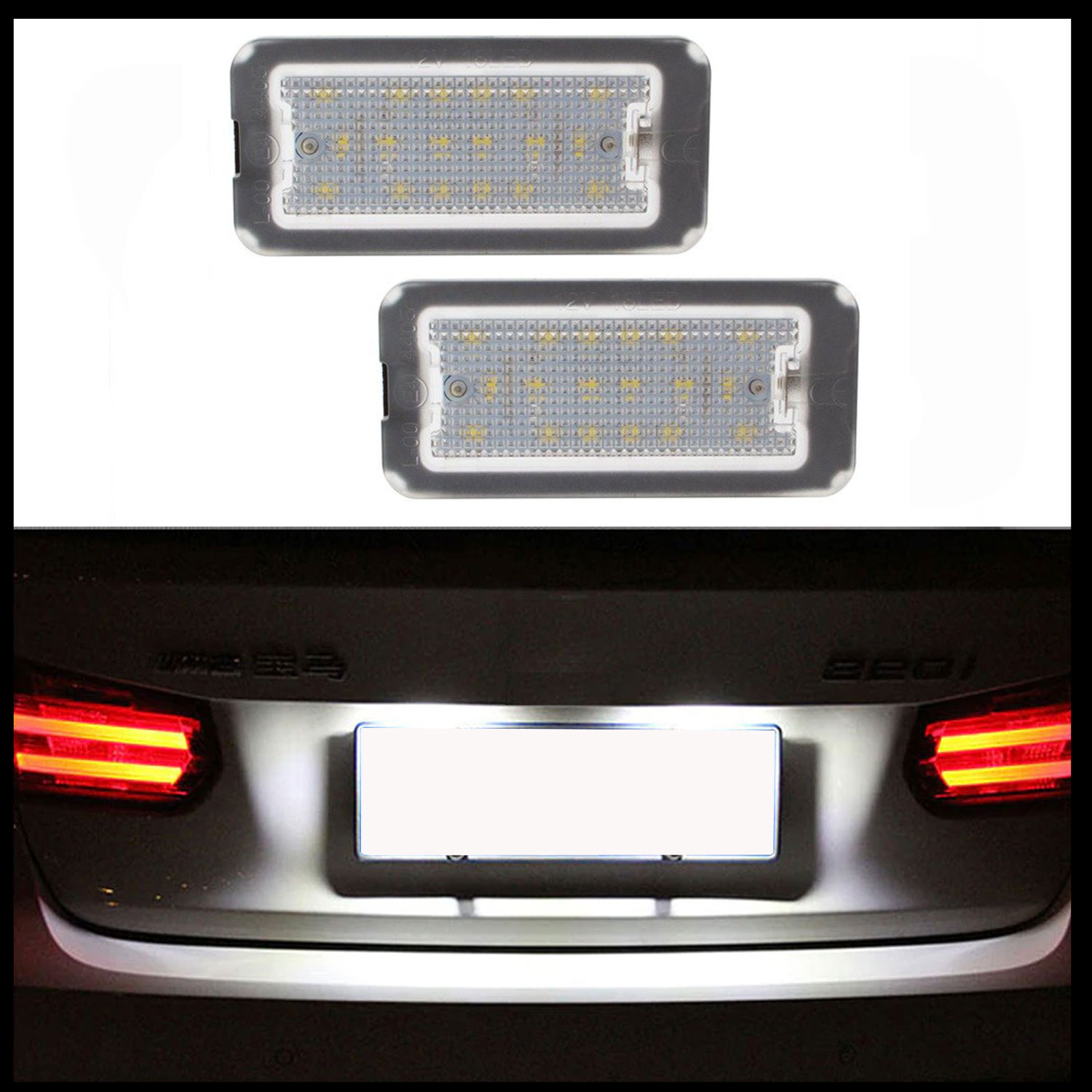 2x LED Kennzeichenbeleuchtung 2x 18 SMD für Fiat 500 ab 2007-2016 / 500C Cabrio