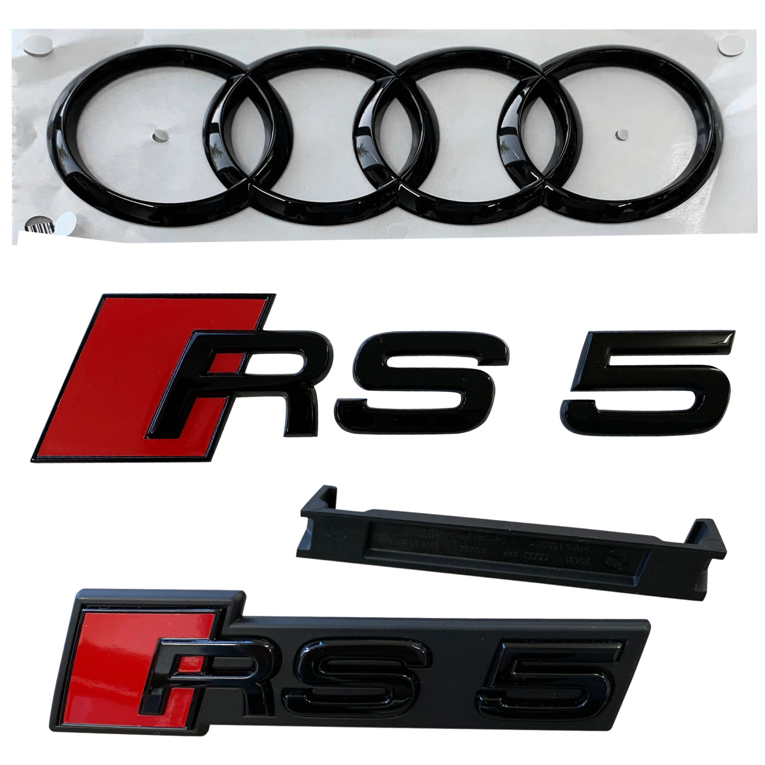 Original Audi RS5 Black Edition PAKET Schwarz Emblem Kühlergrill + Heck + Ringe