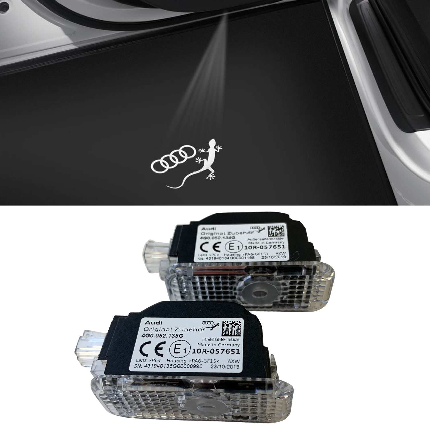 Original Audi Echse + Ringe LED Einstiegsbeleuchtung Tür Logo FÜR VIELE AUDI´s