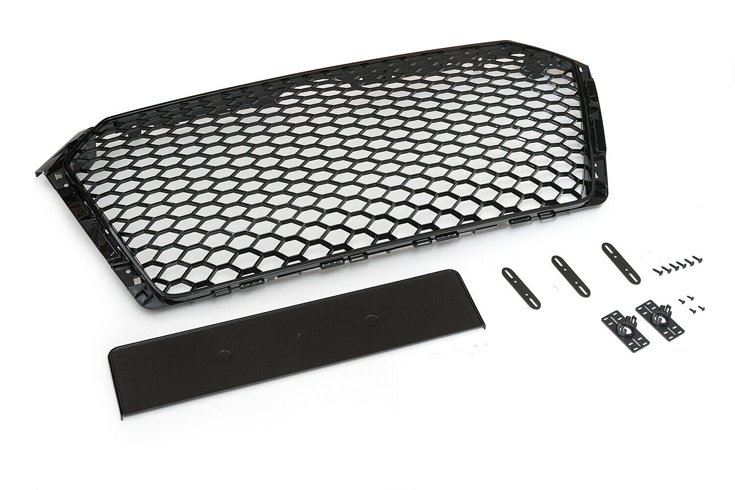 Kühlergrill Sportgrill Waben Schwarz Glanz Halter für Audi A4 B9 8W 2015-