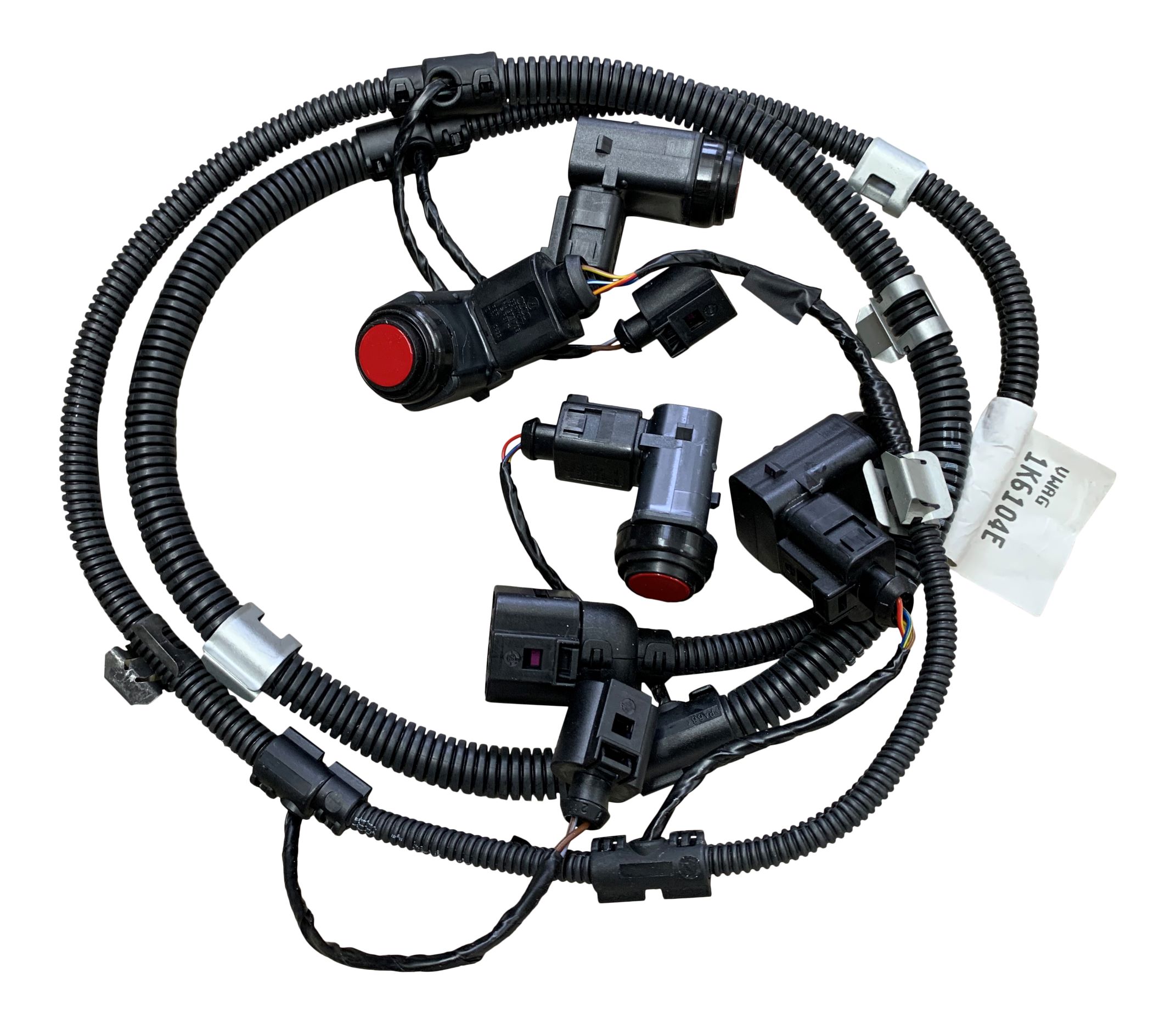 Original VW PDC Sensor Kabelbaum 1K6971104E + 4x PDC Sensor 1U0919275 in ROT