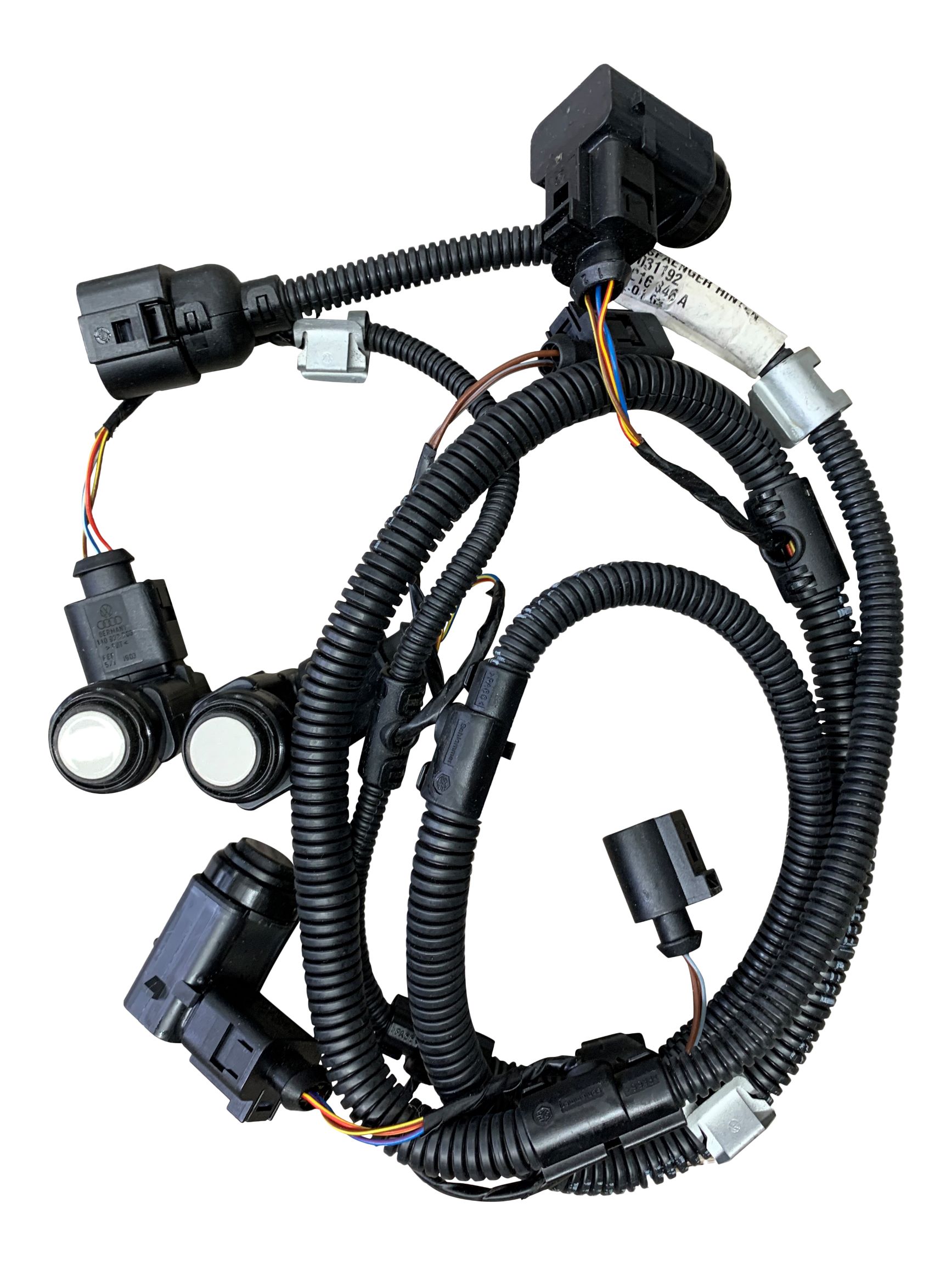 Original VW PDC Sensor Kabelbaum 1K6971104E + 4x PDC Sensor 1U0919275 in SILBER