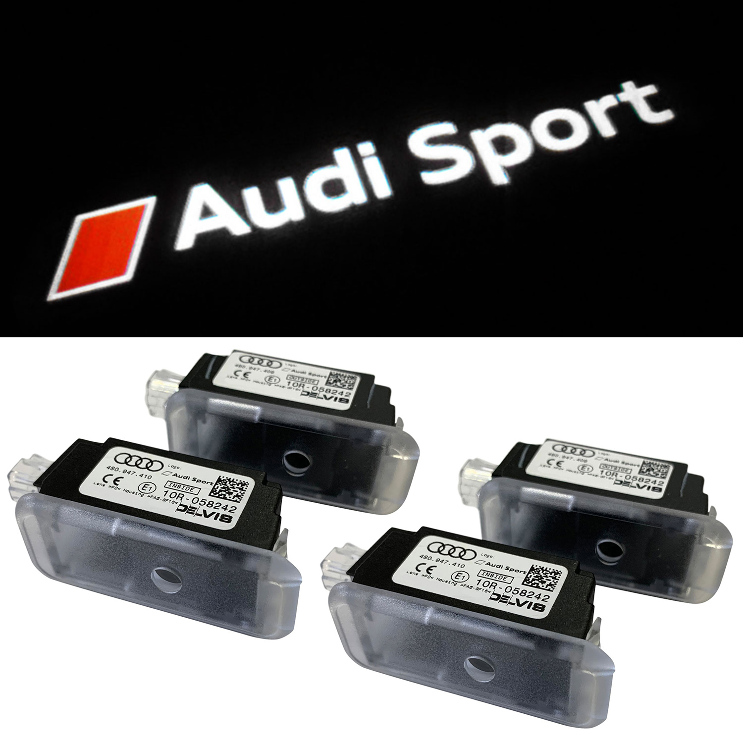 4x Original Audi Sport LED Einstiegsbeleuchtung Tür Logo Projektor VIELE AUDI