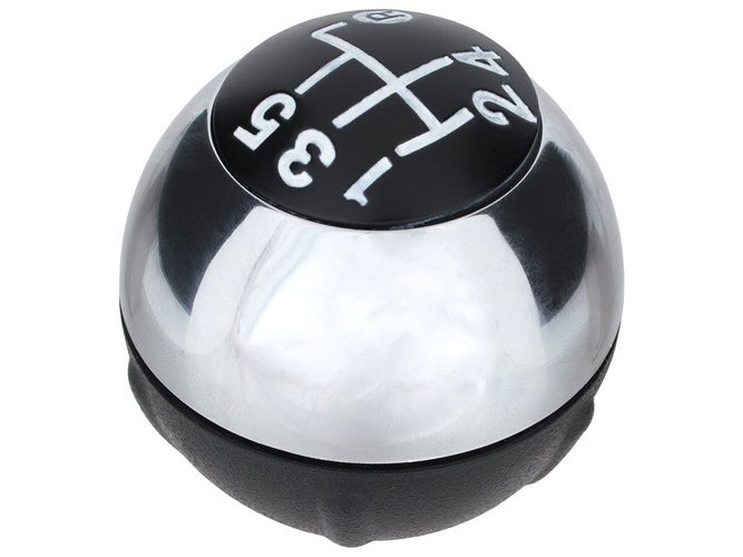 Schaltknauf Knauf in Chrom Schwarz 5-Gang für Fiat 500 / 500C ab 2007-2015