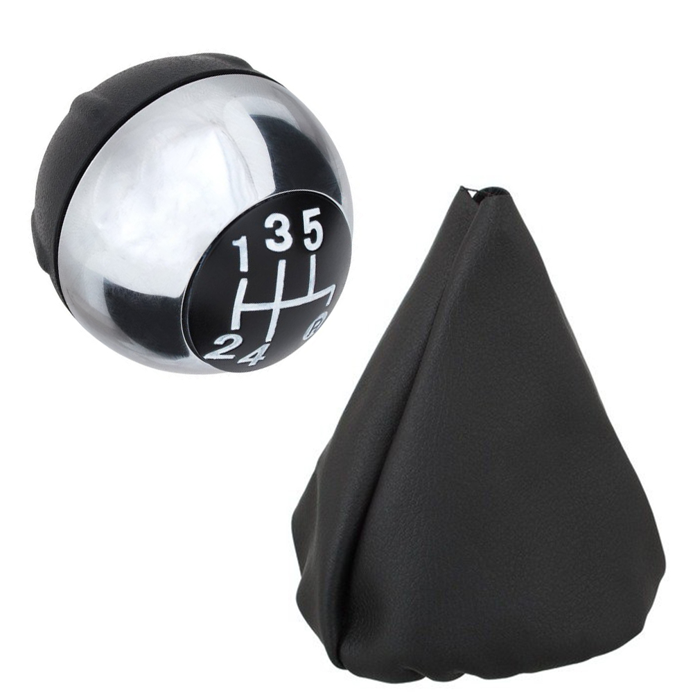 Schaltknauf Knauf 5-Gang Schaltmanschette Schwarz Chrom für Fiat 500 ab 2007-