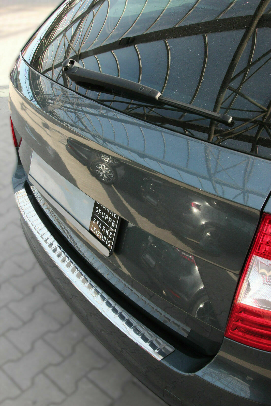 Edelstahl Ladekantenschutz Chrom Stoßstange Schutz Abdeckung mit Abkantung für Skoda Superb II 3T Kombi ab 2010-2015