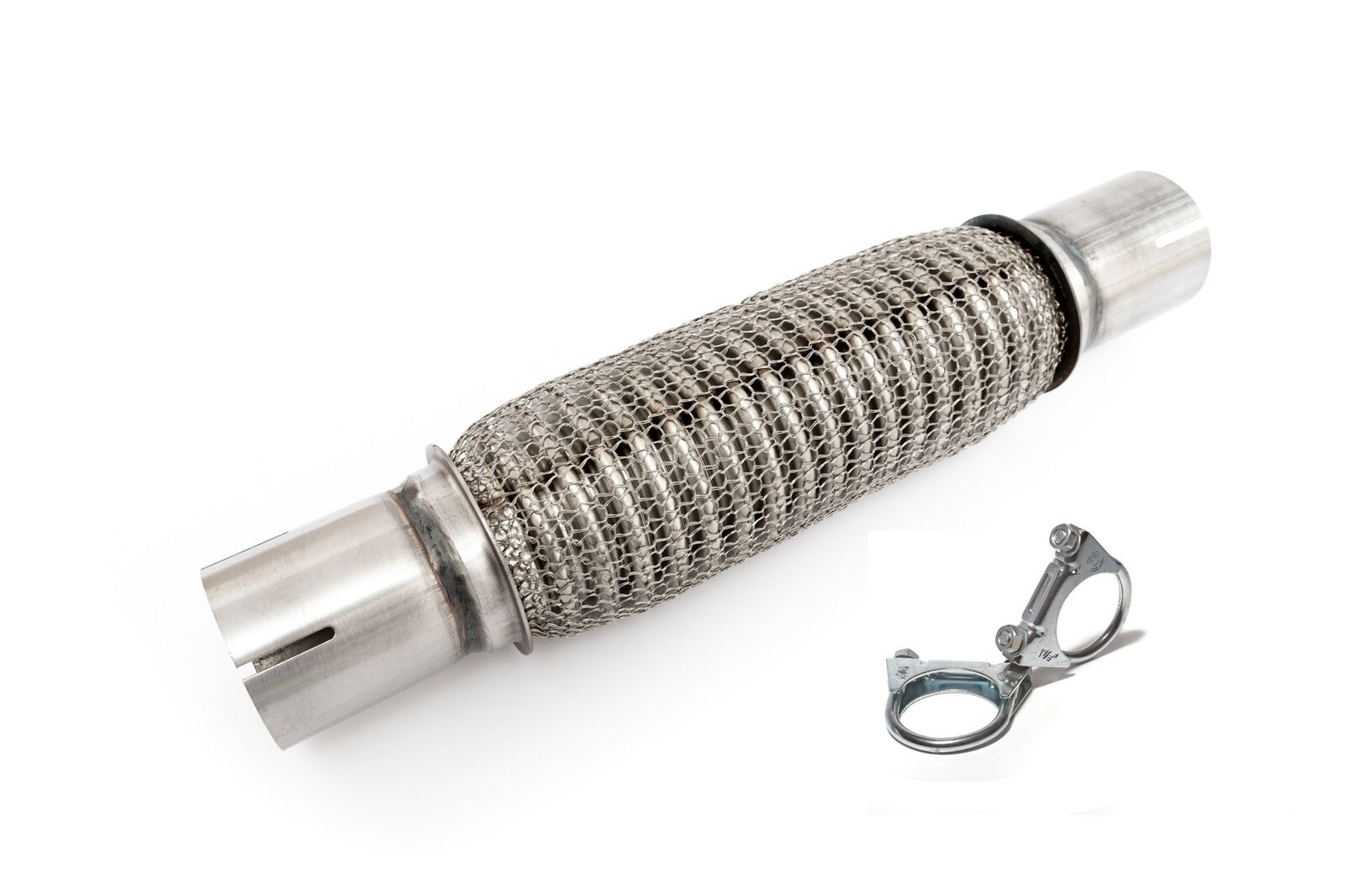 Universal Flexrohr Flexstück Flammrohr Hosenrohr 45x305mm mit Schellen