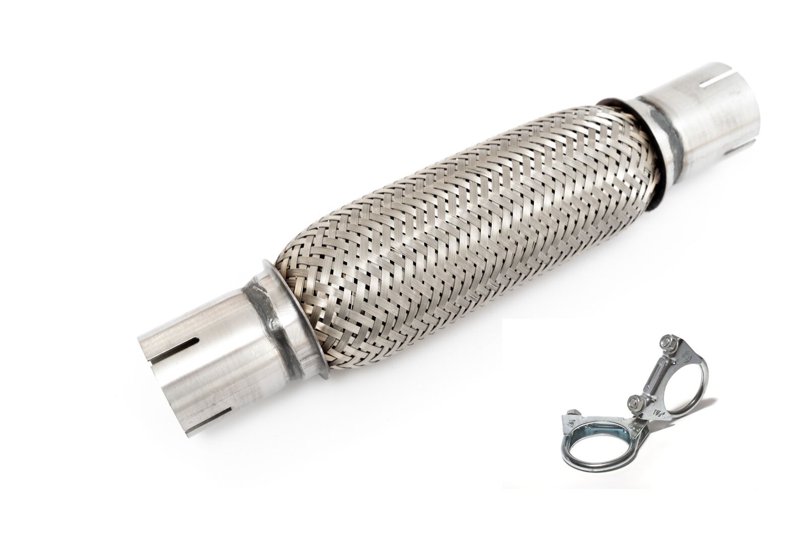 Universal Flexrohr Flexstück 180mm Flammrohr Hosenrohr 45x305mm mit Schellen