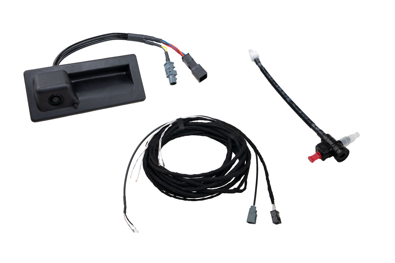 Original Kufatec Komplett- Set Nachrüstung Rückfahrkamera + Kabelbaum + Codier Dongle für Audi A4 8W B9