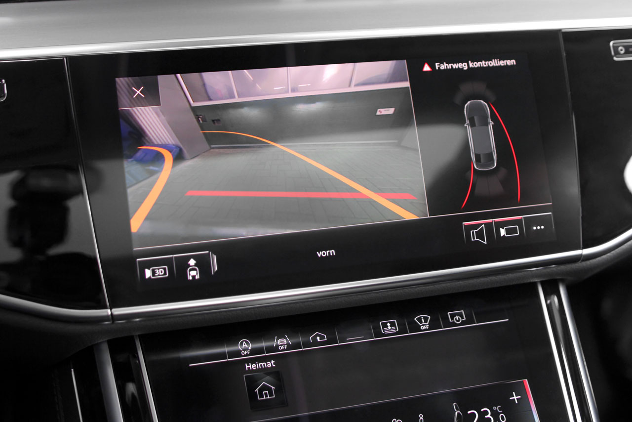 Original Kufatec Komplett- Set Nachrüstung Rückfahrkamera + Kabelbaum + Codier Dongle für Audi A8 4N