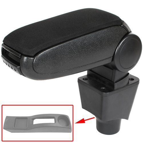 KOMPLETT-SET Mittelarmlehne Armlehne Textil Bezug Schwarz zum einfachen Nachrüsten für Dacia Sandero / Logan / Logan MCV