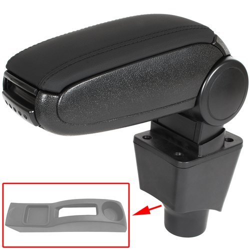 KOMPLETT-SET Mittelarmlehne Armlehne Leder Bezug Schwarz zum einfachen Nachrüsten für Dacia Sandero / Logan / Logan MCV