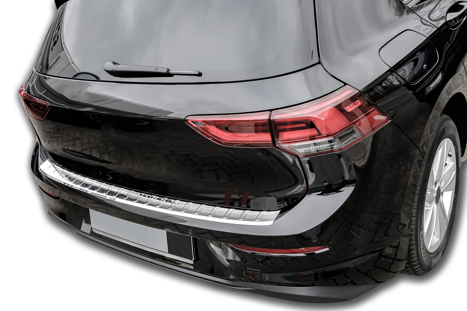 Edelstahl Ladekantenschutz Chrom Stoßstange Schutz Abdeckung mit Abkantung für VW Golf 8 VIII ab 2020-