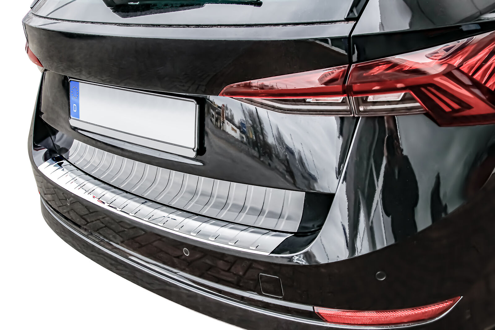 Edelstahl Ladekantenschutz Chrom Stoßstange Schutz Abdeckung mit Abkantung für Skoda Octavia IV 4 Kombi Typ NX ab 2020-