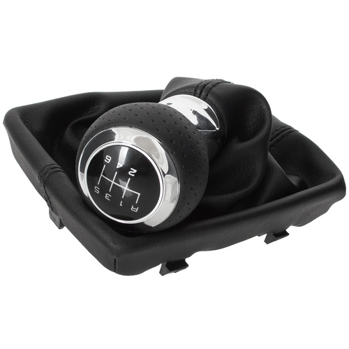 Lochleder Sport Schaltknauf Knauf + Schaltmanschette Schwarz Chrom 6-Gang für Audi A4 B8 8K / A5 8T / A6 C6 4F / Q5 8R