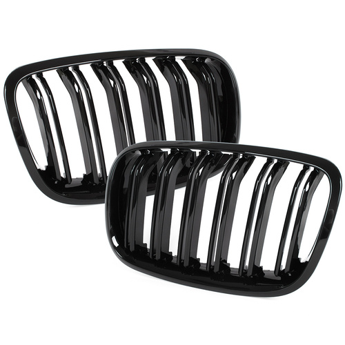 Kühlergrill Sportgrill mit DOPPELSTEG in Schwarz Glanz Sport Ausführung für BMW X5 E70 06-13 / X6 E71 07-14