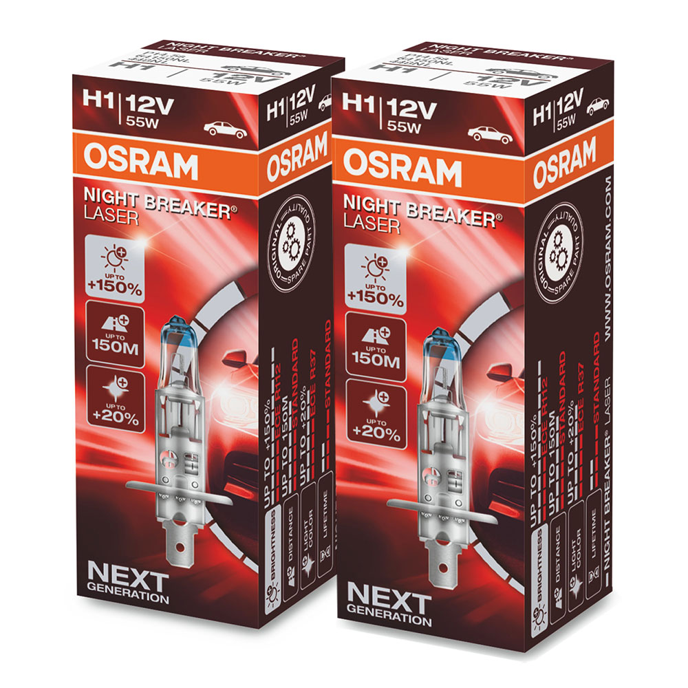 2 Stück OSRAM NIGHT BREAKER LASER +150% Next Generation Lampen Birnen für Scheinwerfer / Fassung H1