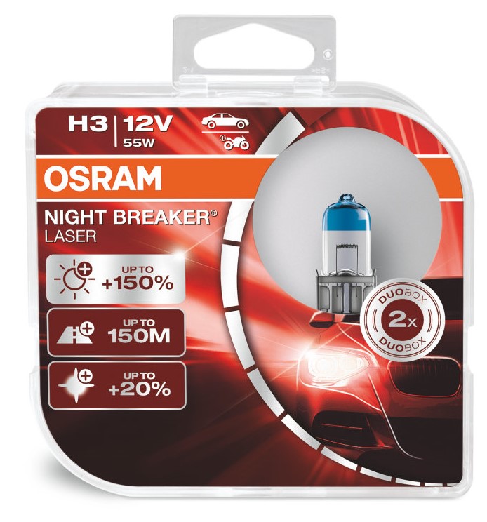 2 Stück OSRAM NIGHT BREAKER LASER +150% Next Generation Lampen Birnen für Scheinwerfer / Fassung H3