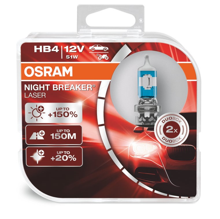 2 Stück OSRAM NIGHT BREAKER LASER +150% Next Generation Lampen Birnen für Scheinwerfer / Fassung HB4