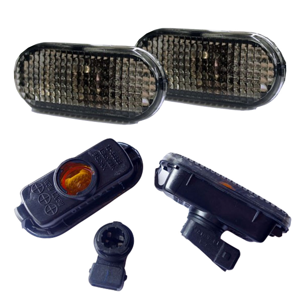2x Premium Seitenblinker Blinker in Schwarz / Smoke inklusive Fassung für VW Golf 3 III 4 IV Bora T5 Transporter Multivan