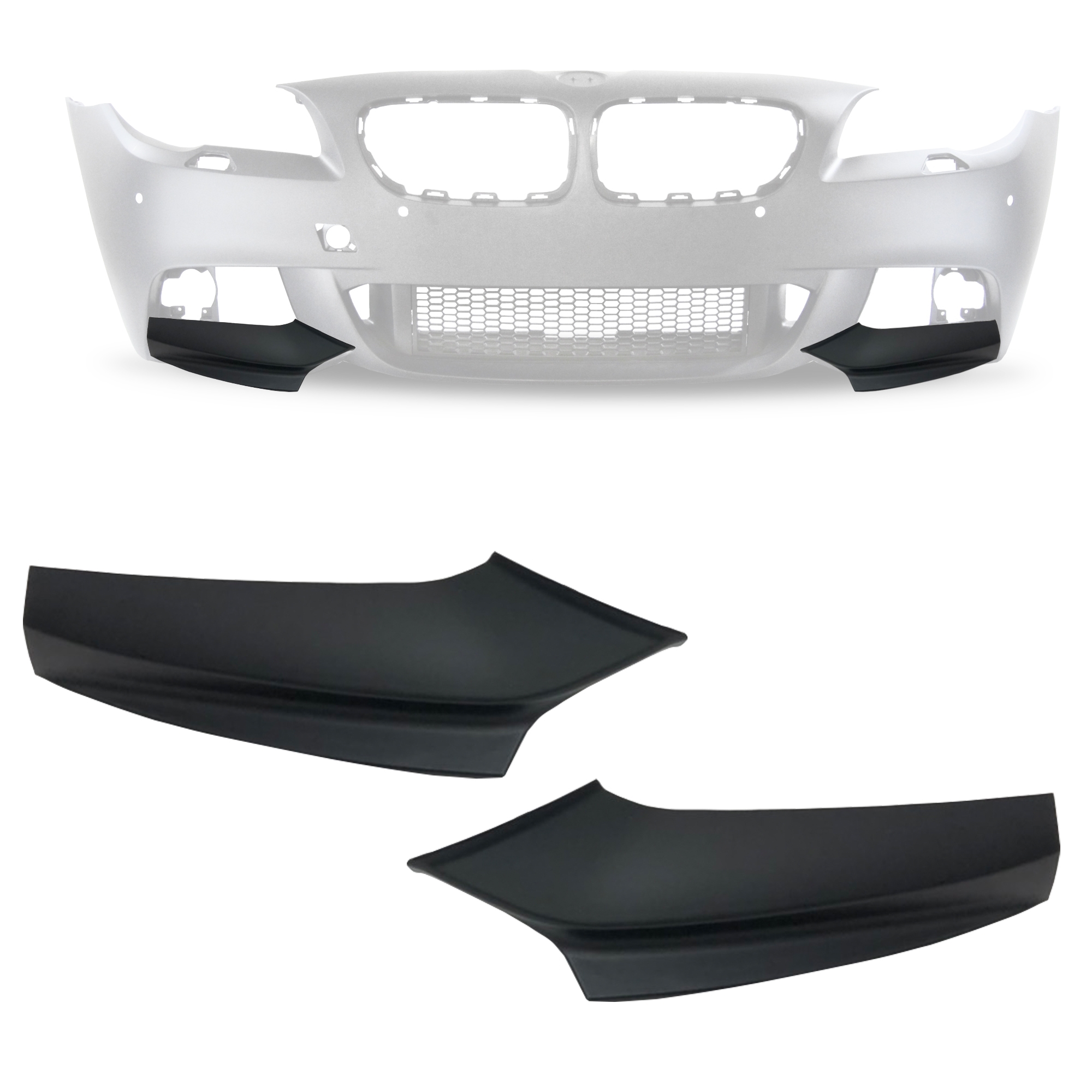 Sport Front Splitter Lip Flaps Performance SCHWARZ MATT für BMW 5er F10 F11 ab 2010-2016 (nur für M-Paket)