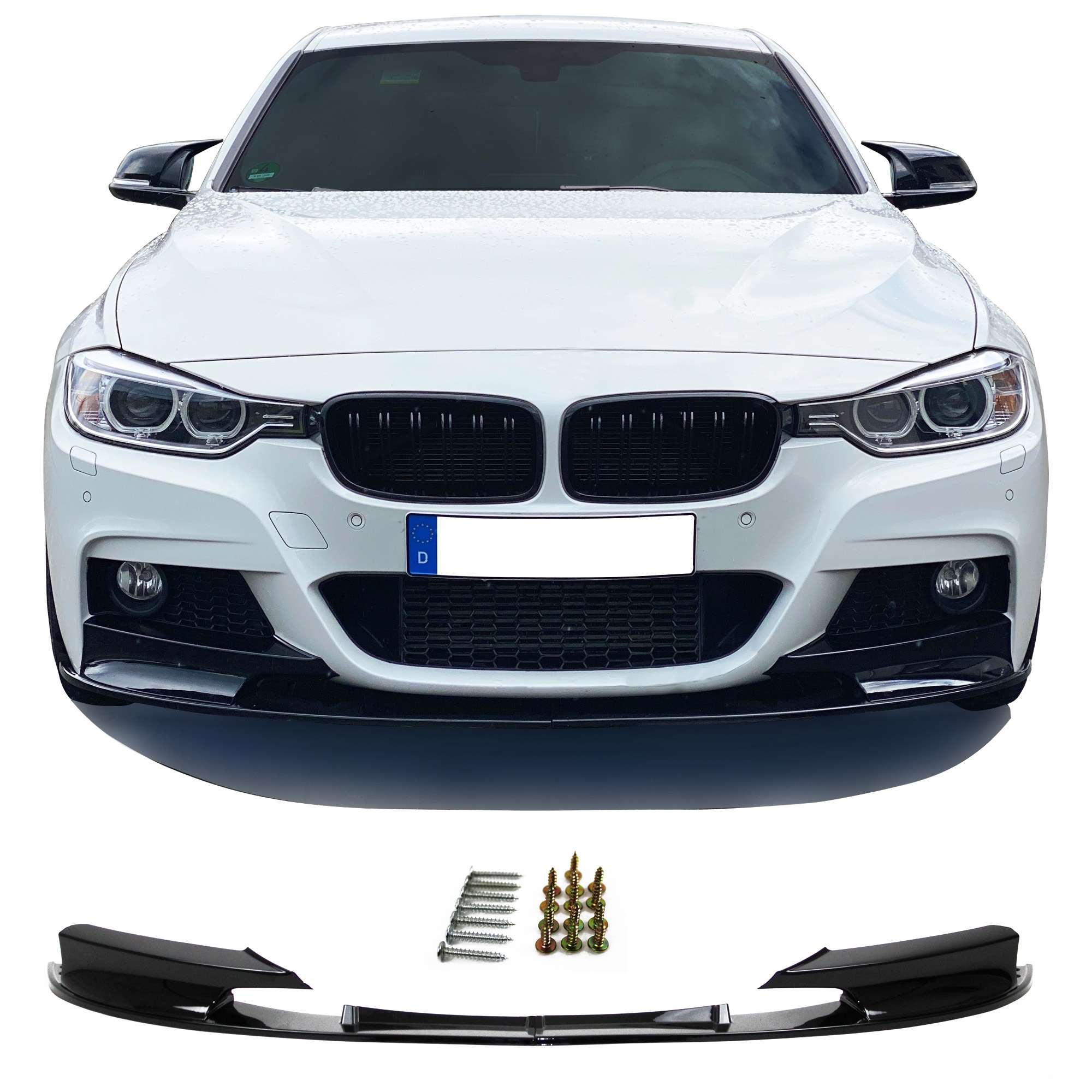 Frontspoiler Spoiler Lippe Stoßstange Schwarz glänzend 2-teilig für BMW 3er F30 F31 ab 10/2011-2019 (nur für M-Paket)