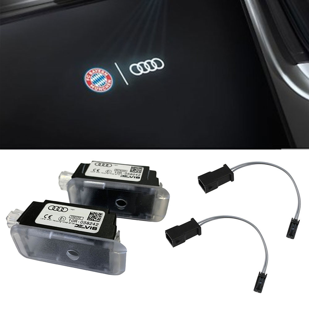Original Audi Bayern München LED Einstiegsbeleuchtung Logo Türe Projektor SET Links + Rechts inklusive Adapter SET