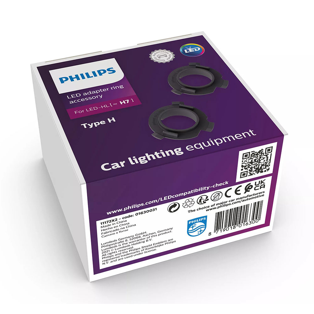 Original Philips Adapter Ringe Typ H für Ultinon Pro6000 H7 LED 11972X2 LED mit Straßenzulassung 12V +230% Birne Lampe