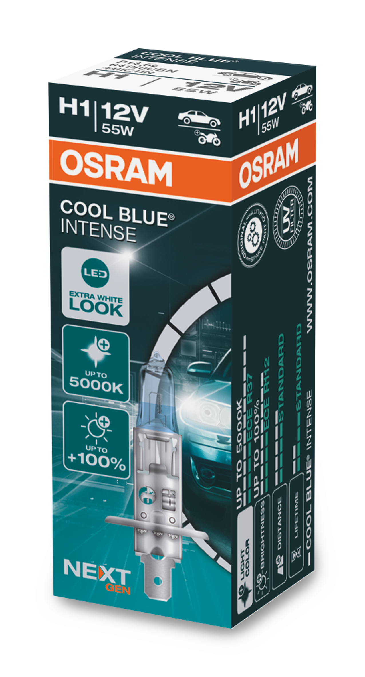 1 Stück OSRAM COOL BLUE INTENSE NEXT GENERATION Lampen Birnen für Scheinwerfer / Fassung H1 55W