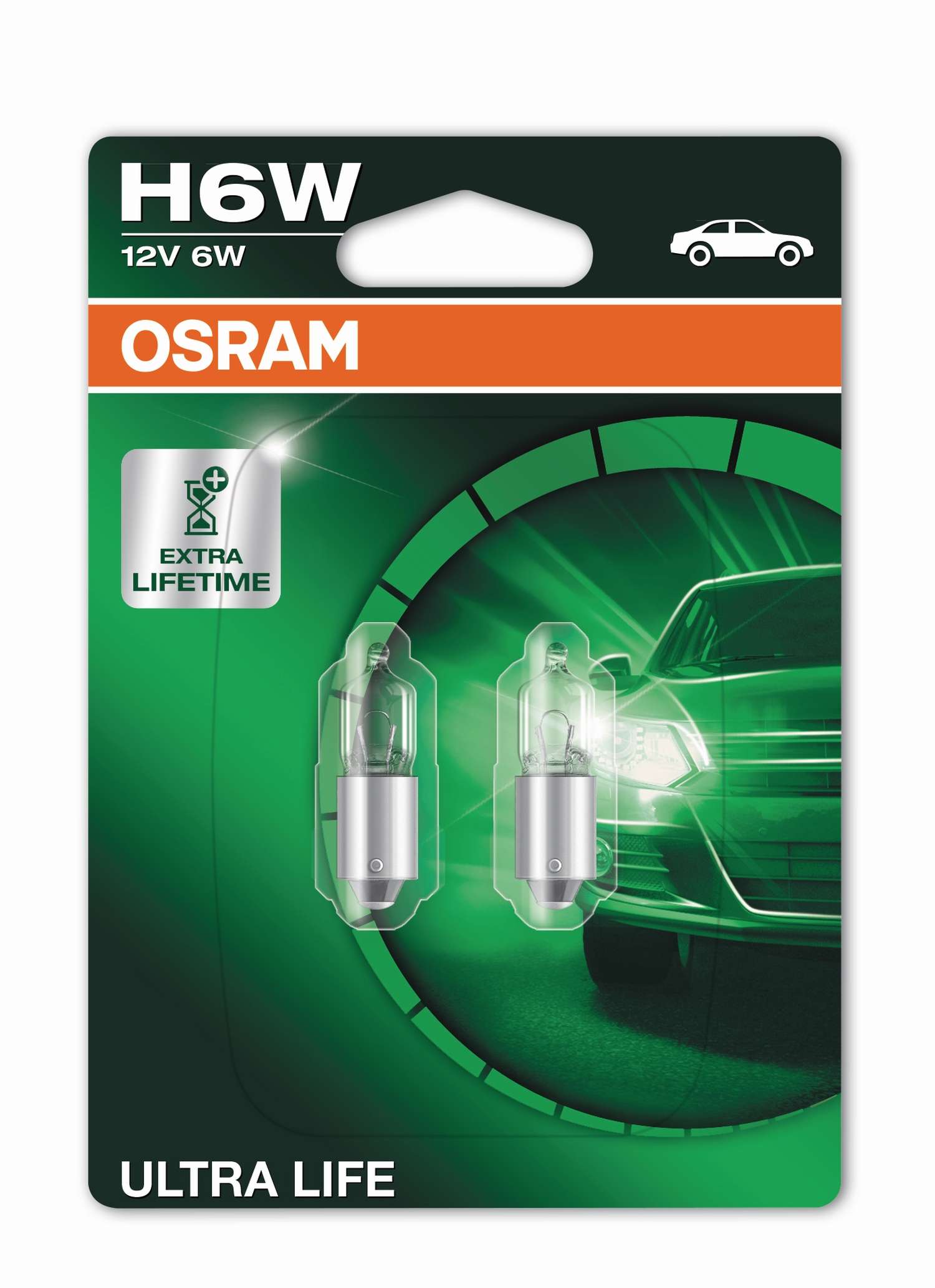 2 Stück OSRAM ULTRA LIFE Lampen Birnen für Fassung BAX9s H6W 12V 6W