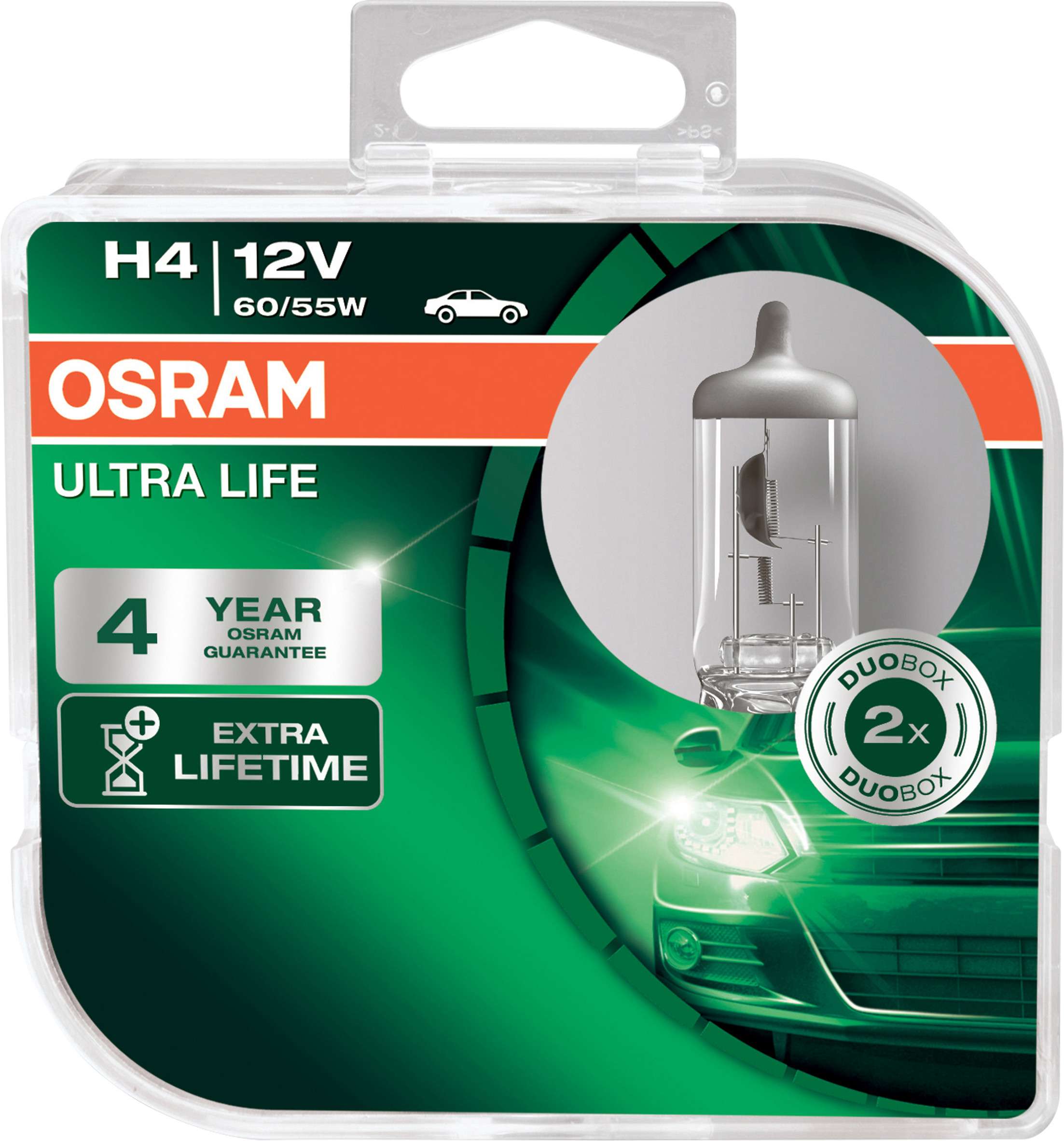 2 Stück OSRAM ULTRA LIFE Lampen Birnen für Fassung H4 12V 60/55W