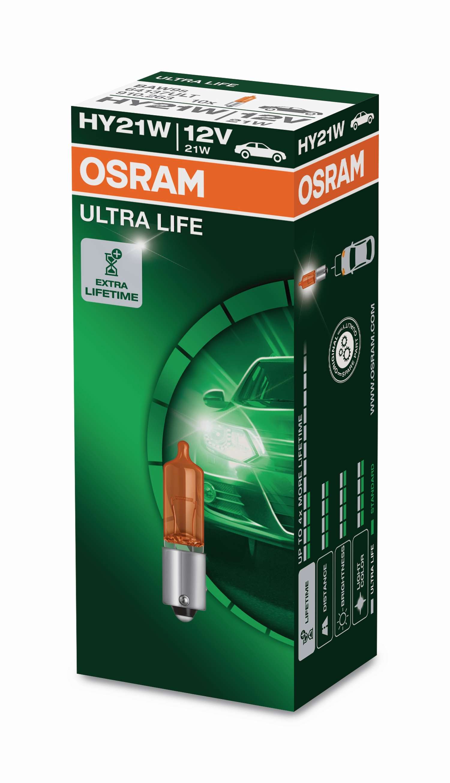1 Stück OSRAM ULTRA LIFE Lampen Birnen für Fassung BAW9s (HY21W)